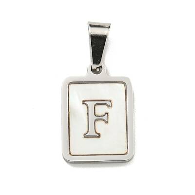 304 Stainless Steel Pave Natural White Shell Pendants