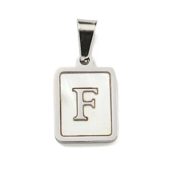 304 Stainless Steel Pave Natural White Shell Pendants