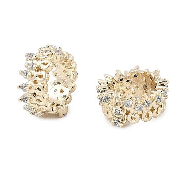Brass Micro Pave Cubic Zirconia European Beads