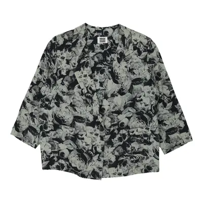 Perte By Krizia Floral Blazer - Large Black Silk | Size: large