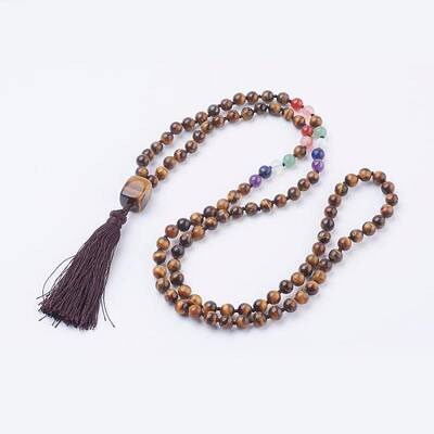 Natural Tiger Eye Tassel Pendant Necklaces