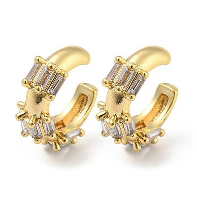 Brass Micro Pave Cubic Zirconia Cuff Earrings