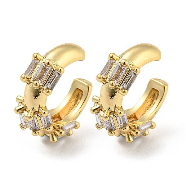 Brass Micro Pave Cubic Zirconia Cuff Earrings