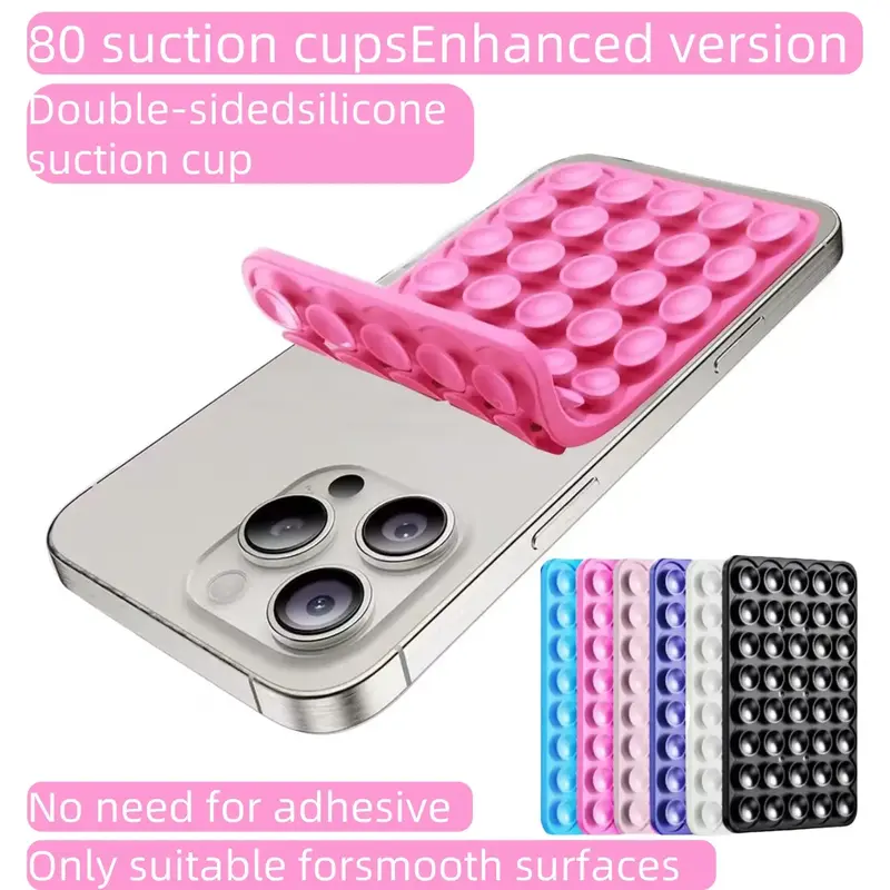 Silicone Suction Cup Phone Case Mount,80 silicone suction cup holders，Count Double Sided Phone Holder Mount, Hands-Free Str...