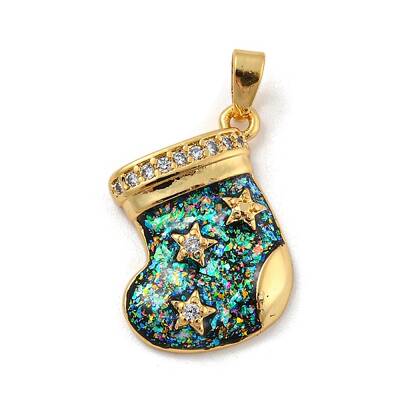 Christmas Brass Micro Pave Cubic Zirconia Pendant