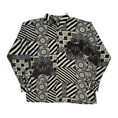 Gochu Graphic Patterned Shirt - Large Black & White Viscose