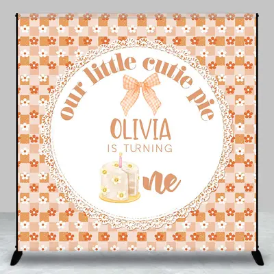 Aperturee Custom Plaid Floral Cutie Pie 1St Birthday Backdrop | Backdrop For Birthday Party | Custom Birthday Backdrops | Cus...