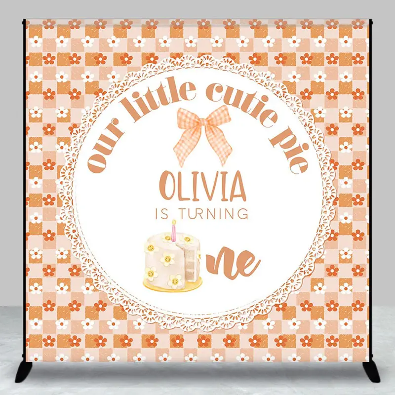 Aperturee Custom Plaid Floral Cutie Pie 1St Birthday Backdrop | Backdrop For Birthday Party | Custom Birthday Backdrops | Cus...