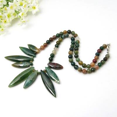 Natural Indian Agate Bib Statement Necklaces