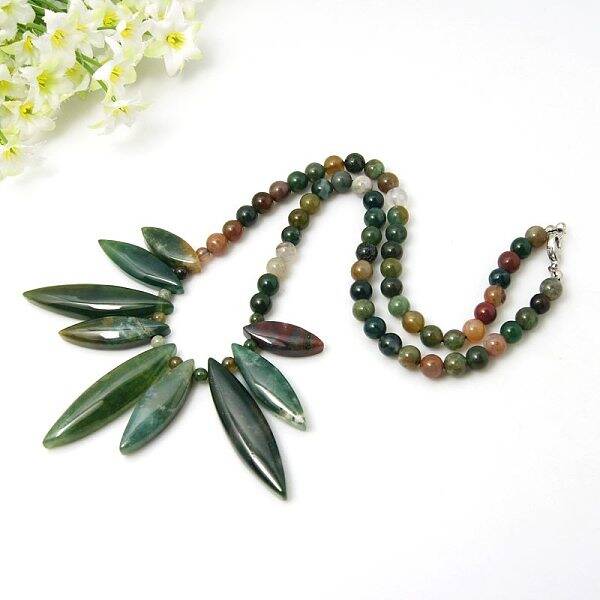 Natural Indian Agate Bib Statement Necklaces