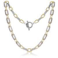 Mytys Trendy Two Tone Twist Wire Long Link Chain Necklace for Women Men Jewelry Gifts Long 48cm Style Fashion Gold Pendant Cu...