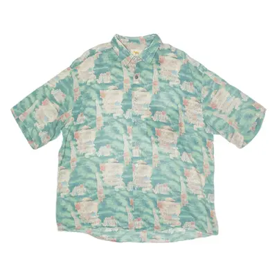 CAMEL Shirt Green Crazy Pattern Short Sleeve Mens 2XL