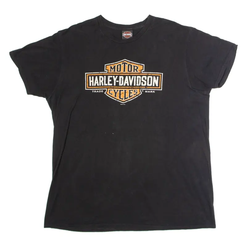 HARLEY DAVIDSON Lausanne Switzerland Mens Biker T-Shirt Black Crew Neck XL