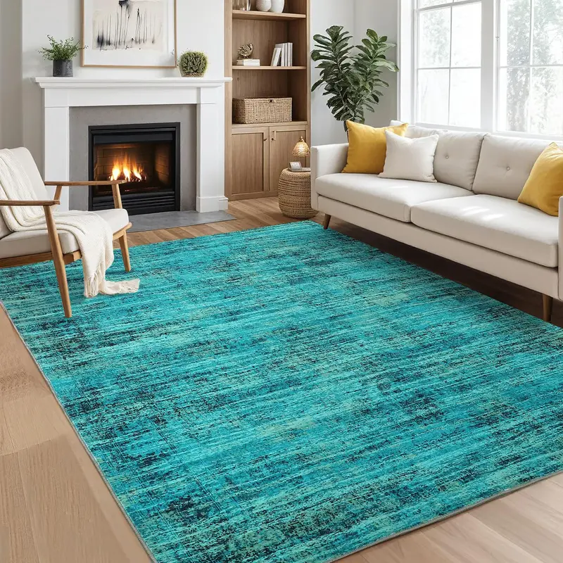 Garvee Persian Green Pine 6x9 Area Washable Rugs, Soft Vintage Distressed Large Living Room Rug Retro Farmhouse Non Slip Low ...