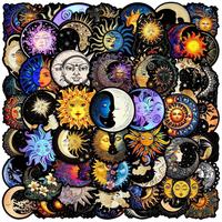 Moon & Sun Series Graffiti Sticker, 50pcs/set Waterproof Self Adhesive Decor Paper, Decor Sticker for Gift Greeting Card Wate...