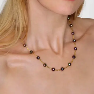 Linked 14k Gold Pearl Necklace | Size: 18