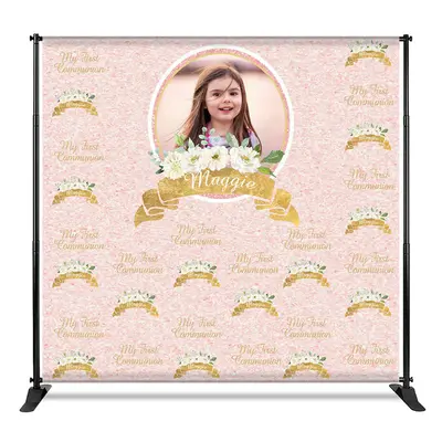 Aperturee Floral Step And Repeat Custom 1st Communion Backdrop, 4X8FT(1.2X2.5M), 42 USD, step and repeat backdrops, CF1_DZYM3...