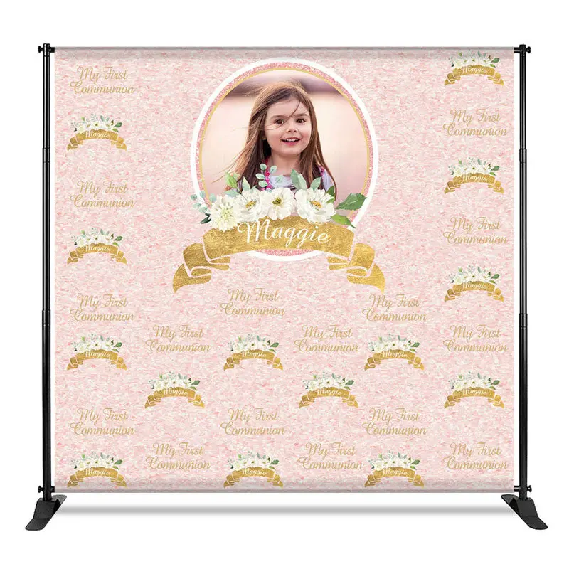 Aperturee Floral Step And Repeat Custom 1st Communion Backdrop, 4X8FT(1.2X2.5M), 42 USD, step and repeat backdrops, CF1_DZYM3...