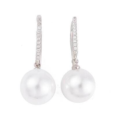 Rack Plating Brass Cubic Zirconia ABS Pearl Earring Hooks