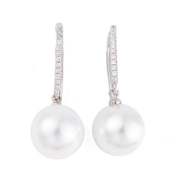 Rack Plating Brass Cubic Zirconia ABS Pearl Earring Hooks