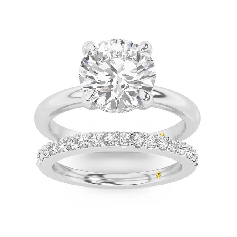 Fez Lab Grown Round Diamond Engagement Ring with the Orion Wedding Band | 18K White Gold 1 1/3 ct. tw.