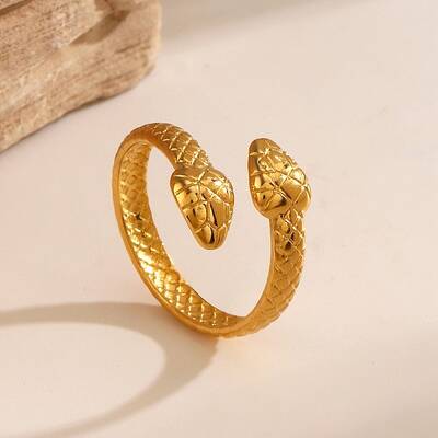 304 Stainless Steel Double Snake Open Cuff Rings