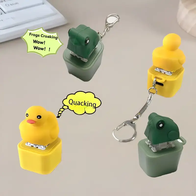 Quacking duck keychain,  Frog Croaking Keychain,funny quacking duck hat keychain, realistic vocalization, cute animal sound g...