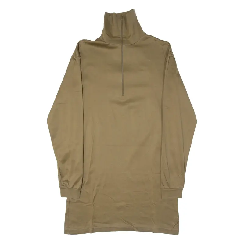 Military Womens T-Shirt Brown Long Sleeve 1/4 Zip L