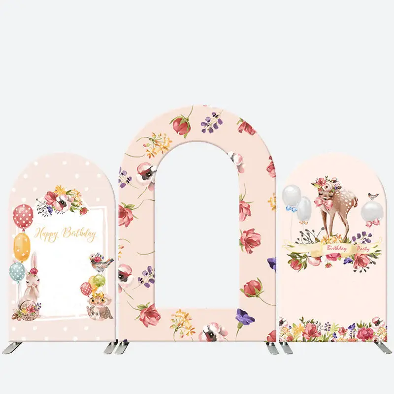 Aperturee Sweet Floral Fawn Pink Arch Birthday Backdrop Kit | Round Arch Backdrop Cover | Chiara Arch Backdrop Diy | Diy Roun...