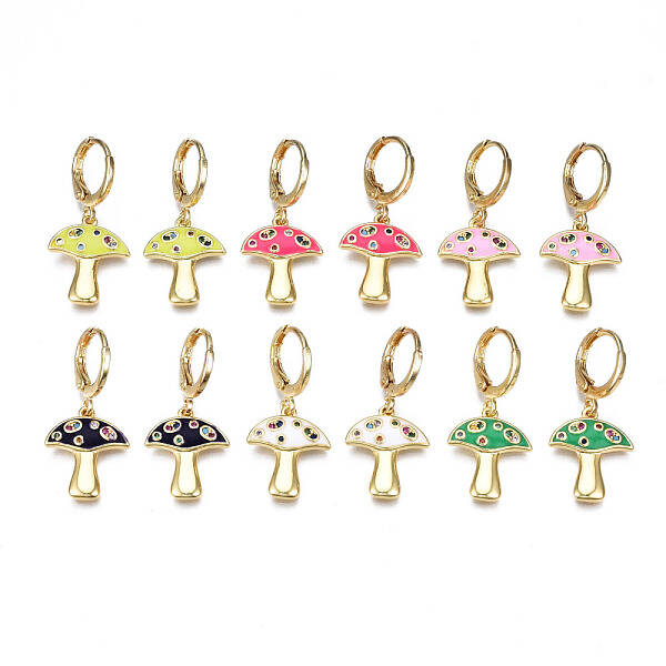 Brass Micro Pave Cubic Zirconia Huggie Hoop Earrings