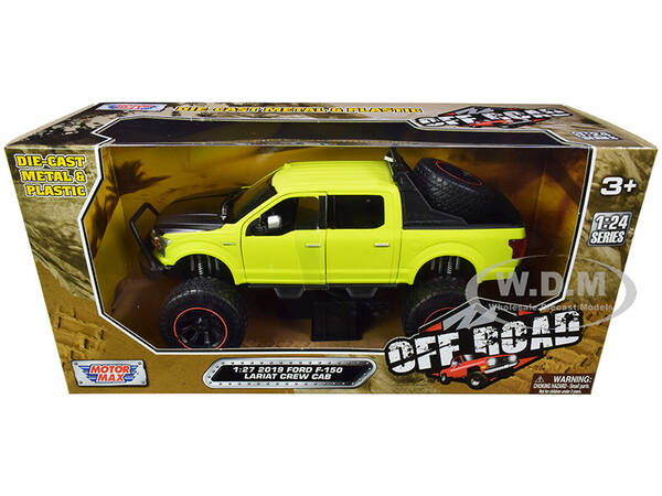 2019 Ford F-150 Lariat Crew Cab Pickup Truck Off Road Bright Green 1/24-1/27 Diecast Model Car by Motormax