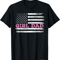 [100% Cotton] Girl Dad Father'S Day Dad Daughter, Dad of Girls Outnumbered T-Shirt Adult Men'S Loose And Comfortable Cotton P...