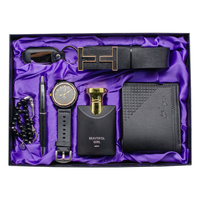 Father’s Day Exclusive Gift – Gifts under $50 – Luxurious 8-Piece Black Set (Perfume + Belt + Wallet + Watch + Prayer B...