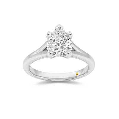 Luxen Split Shank Pear Shape Lab Grown Diamond Solitaire Ring | 14K White Gold 4 CT. TW.