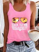 Women's Letter & Palm Tree Print Tank Top, Casual Sleeveless Top for Daily Wear, Ladies Clothes for All Seasons, Socks