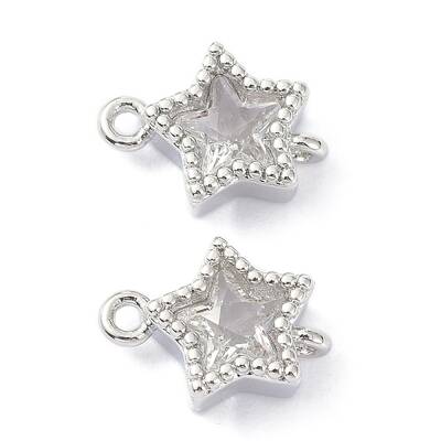Eco-Friendly Brass Micro Pave Clear Cubic Zirconia Links Connectors