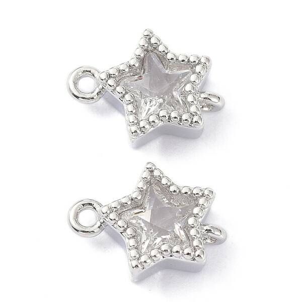 Eco-Friendly Brass Micro Pave Clear Cubic Zirconia Links Connectors