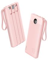 Ultra-Compact 10000mAh Power Bank with Integrated Charging Cables - QuickCharge 3.0 & PD Fast Charging for All Phones, 4-Port...