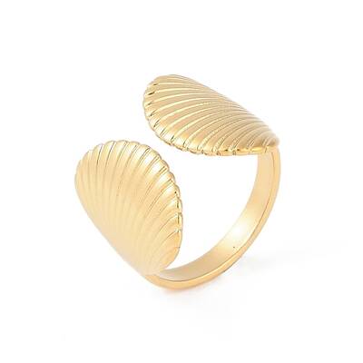 Ion Plating(IP) 304 Stainless Steel Shell Shape Open Cuff Rings