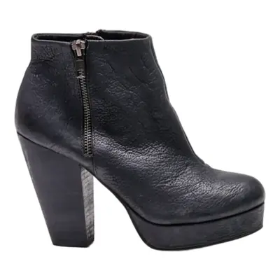 KURT GEIGER Block Heels Black Leather Womens UK 3