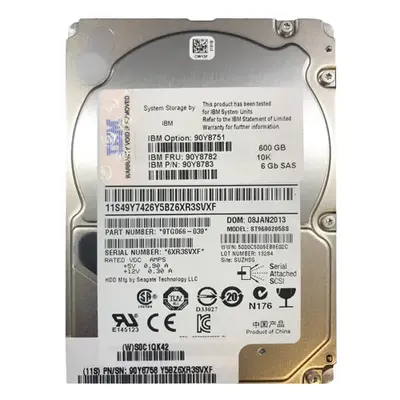 90Y8758 IBM 600GB 6Gb/s SAS 10000 2.5-inch 64MB Hard Drive