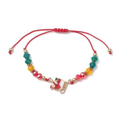 Christmas Glass Braided Bead Bracelets