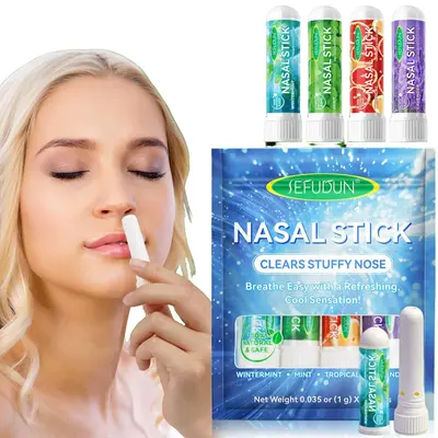 Natural Plant Essential Oil Nasal Stick, 1/2 Sets Refreshing Nasal Inhaler Stick, Healthcare, Healthy Nasal Congestion Relief...