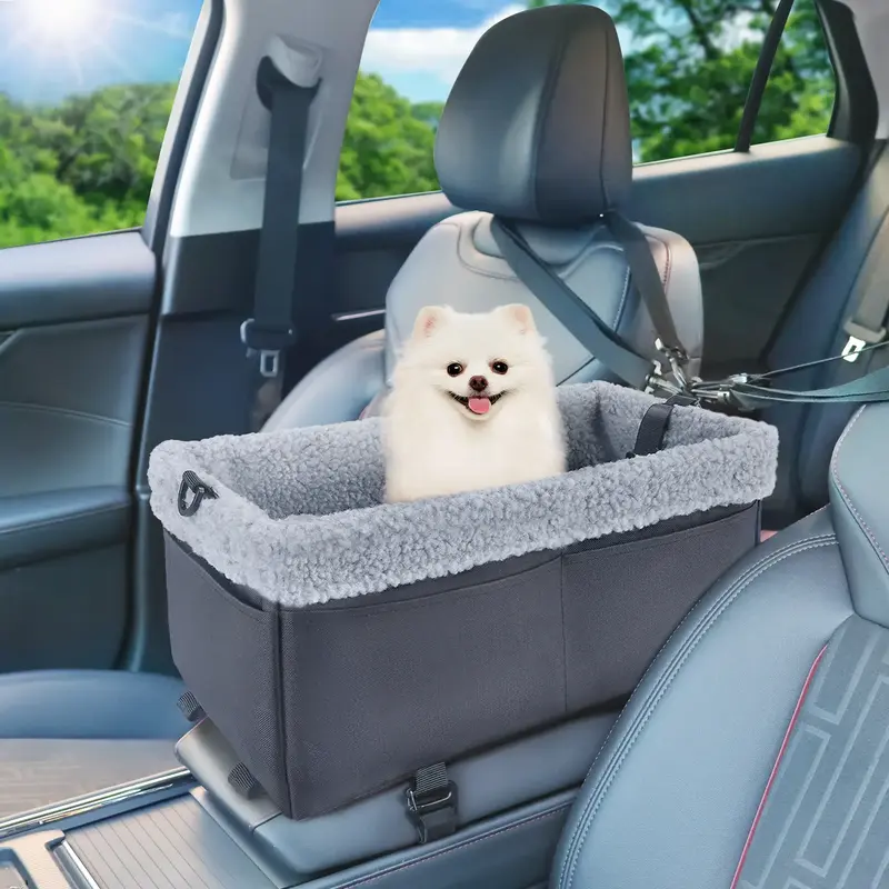 Dog Car Seat for Small Dogs, Center Console Dog Car Seat with Soft Cushion, Black Cat Car Seat