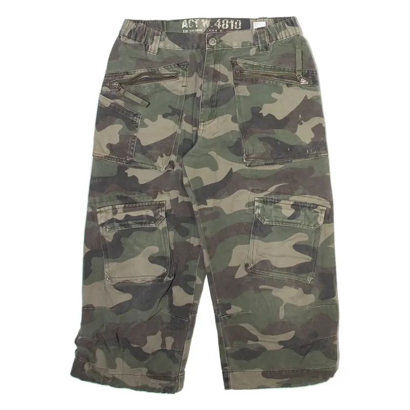 ACTIVE Womens Cargo Shorts Green Camouflage S W28
