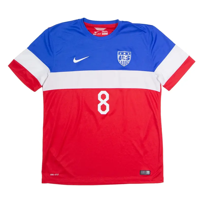 NIKE 2014 USA Away #8 Dempsey Mens Football Shirt Jersey Red Crew Neck L