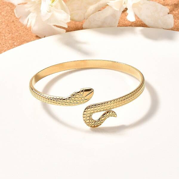 Ion Plating(IP) 304 Stainless Steel Snake Open Cuff Bangles