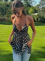 Women's Polka Dot Print Halter Neck Cami Top, Casual Sleeveless Top for Summer, Ladies Clothes for Daily Wear