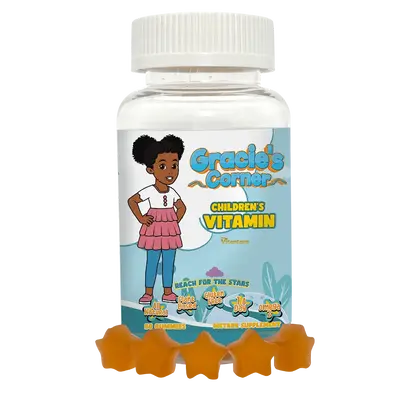 Gracies Corner Stars Gummy Vitamin: All Natural Plant Based w/ Omega 3, Vitamin D, B Complex Vitamins, Zinc, Vitamin C, Selen...