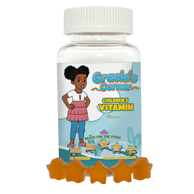 Gracies Corner Stars Gummy Vitamin: All Natural Plant Based w/ Omega 3, Vitamin D, B Complex Vitamins, Zinc, Vitamin C, Selen...